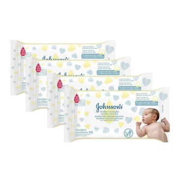 Kit Lenços Umedecidos Johnson’s Baby Recém-Nascido Sem Fragrância 48Un - 4 Unidades