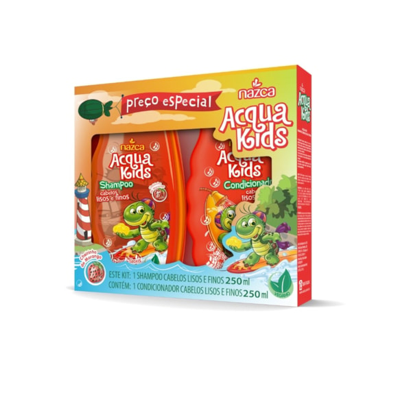 Kit Nazca Acqua Kids Shampoo 250 ml + Condicionador 250ml Cabelos Lisos E Finos Morango
