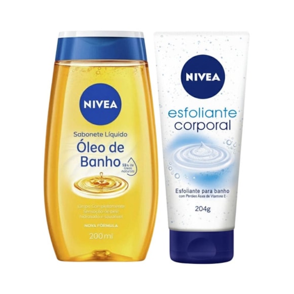 Kit Nivea Corpo Sabonete Líquido Óleo Para Banho + Esfoliante Corporal