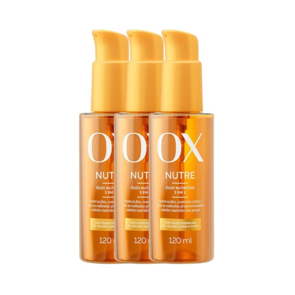 Kit Óleo Capilar OX Nutre Nutritivo 120ml – 3 Unidades