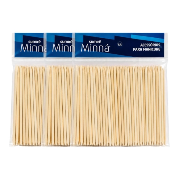 Kit Palito Unha Minná Pinho 13cm C/100 SM006 3 Unidades