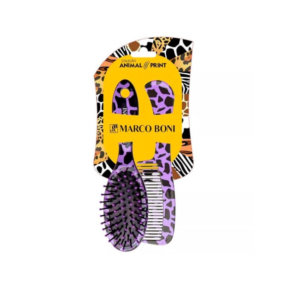 Kit Pente + Escova De Cabelo Marco Boni Animal Print 1229