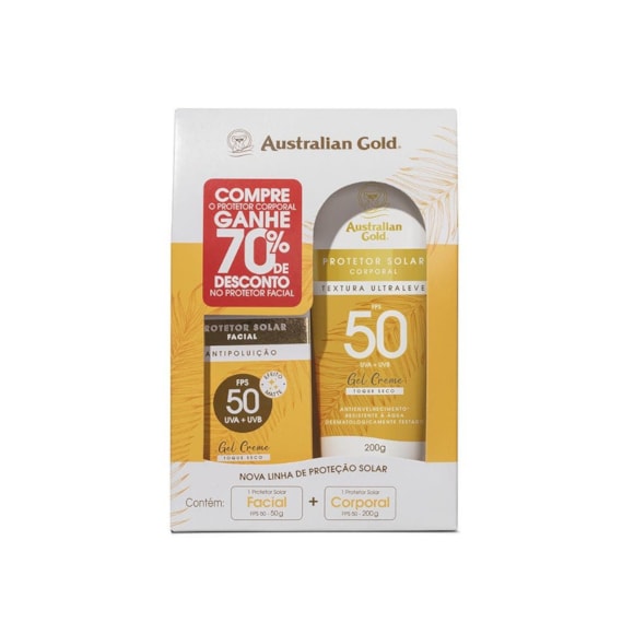 Kit Protetor Solar Australian Gold Corporal 200gr + Facial 50gr Fps50