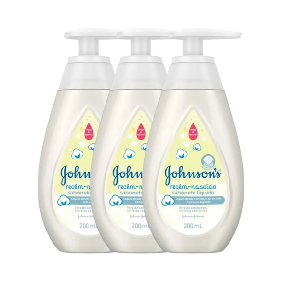 Kit Sabonete Líquido JOHNSON'S Baby Recém-Nascido 200ml 2 Unidades