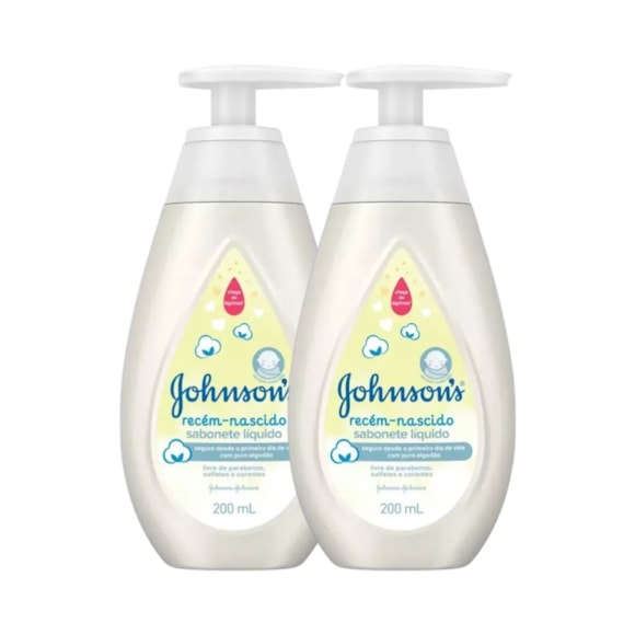 Kit Sabonete Líquido JOHNSON'S Baby Recém-Nascido 200ml 2 Unidades
