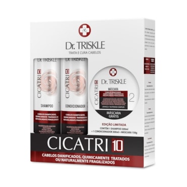 Kit Shampoo 300ml + Condicionador 300ml + Máscara 150g Dr Triskle Cicatri 10