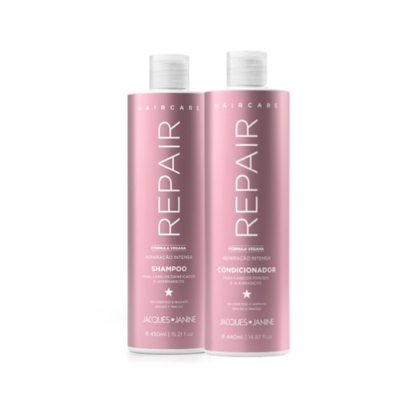 Kit Shampoo 450ml + Condicionador 440ml Jacques Janine Professionnel Hair Care Repair