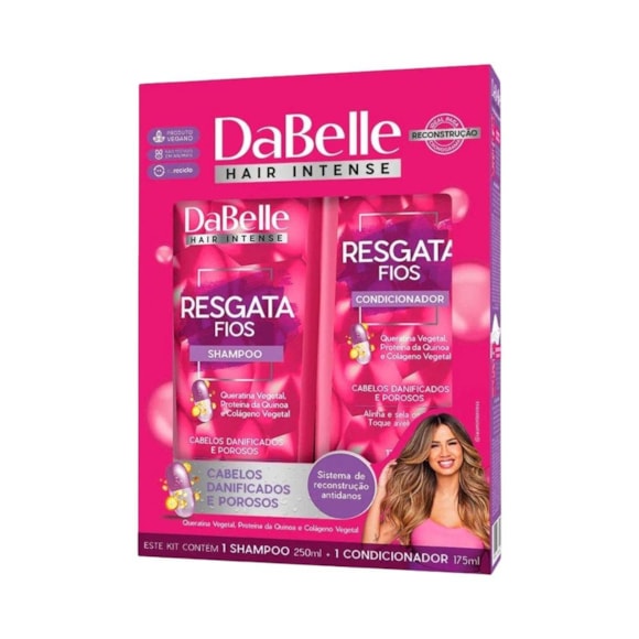 Kit Shampoo Condicionador Dabelle Resgata Fios 450ml