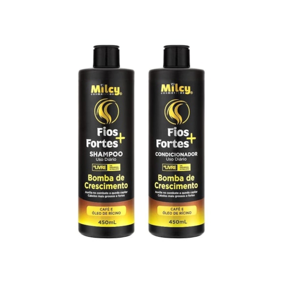 Kit Shampoo Condicionador Milcy Bomba Crescimento Fio Forte 