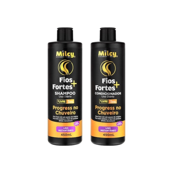 Kit Shampoo Condicionador Milcy Progress Chuveiro Fio Forte