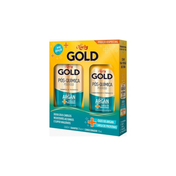 Kit Shampoo + Condicionador Niely Gold Pós Química