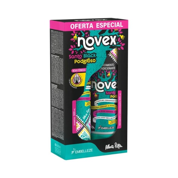 Kit Shampoo + Condicionador Novex Meus Cachos Santo Black Poderoso