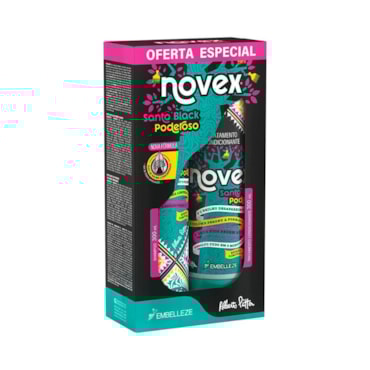 Kit Shampoo + Condicionador Novex Meus Cachos Santo Black Poderoso