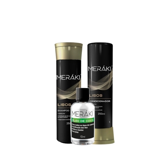 Kit Shampoo + Condicionador + Óleo Capilar Meráki Cabelo Liso