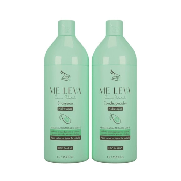 Kit Shampoo Condicionador Zap Me Leva Com Voce Abacate E Manteiga De Karité 1L