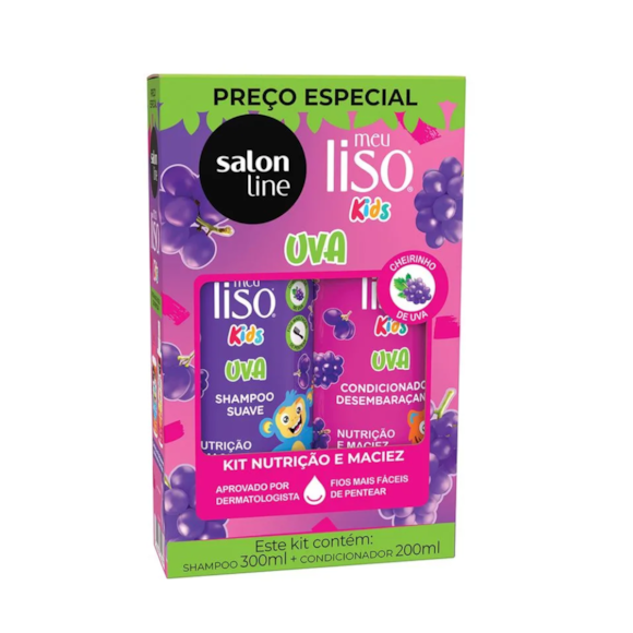 Kit Shampoo e Condicionador Salon Line Kids Meu Liso Uva