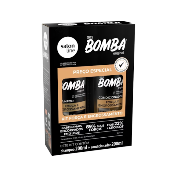 Kit Shampoo e Condicionador Salon Line SOS Bomba Força e Engrossamento