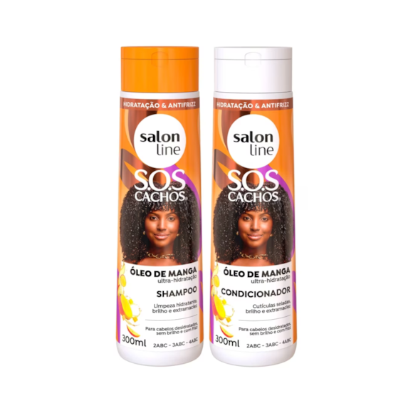 Kit Shampoo e Condicionador SOS Cachos Óleo de Manga e Queratina Salon Line 300ml/300ml