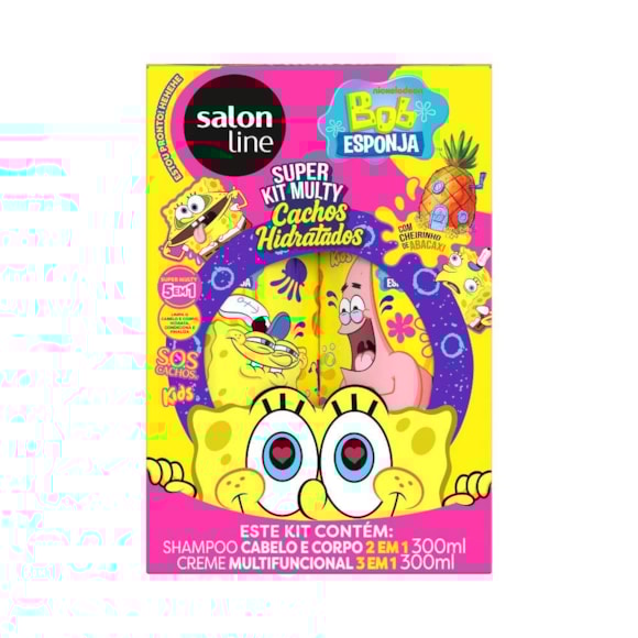 Kit Shampoo & Creme Multifuncional Salon Line Sos Kids Bob Esponja 300ml