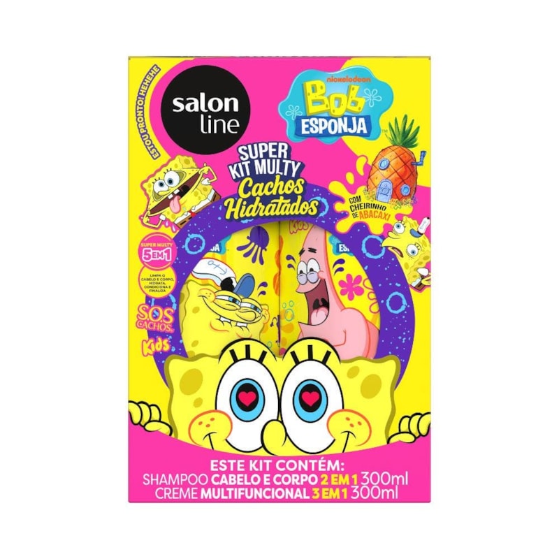Kit Shampoo & Creme Multifuncional Salon Line Sos Kids Bob Esponja 300