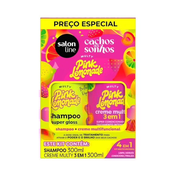 Kit Shampoo & Creme Multy Salon Line Cachos Dos Sonhos Pink Lemonade