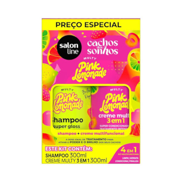Kit Shampoo & Creme Multy Salon Line Cachos Dos Sonhos Pink Lemonade