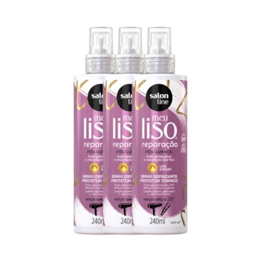 Kit Spray Salon Line Meu Liso Defrizante Protetor Térmico Reparação 240ml – 3 Unidades
