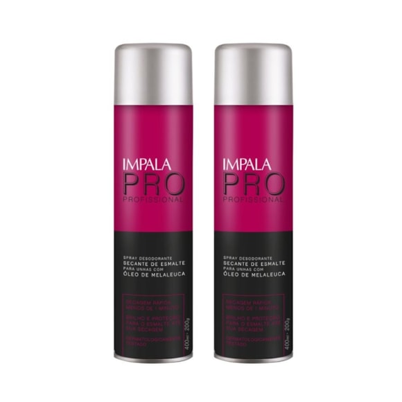 Kit Spray Secante De Esmalte Impala Melaleuca 400ml (2 Unidades)