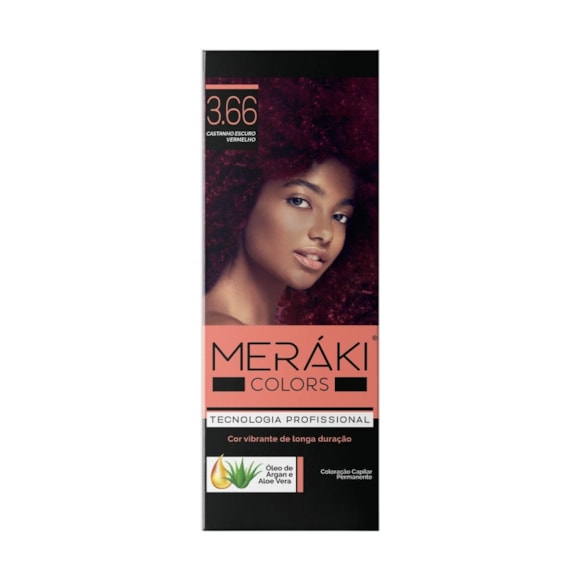 Kit Tintura Meráki Color Castanho Escuro Vermelho 3.66 125gr