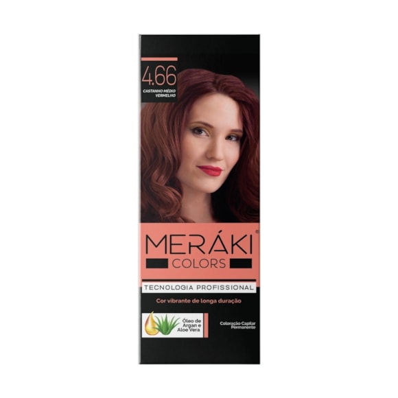 Kit Tintura Meráki Color Castanho Médio Vermelho 4.66 125gr