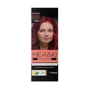 Kit Tintura Meráki Color Louro Escuro Vermelho 6.66 125gr