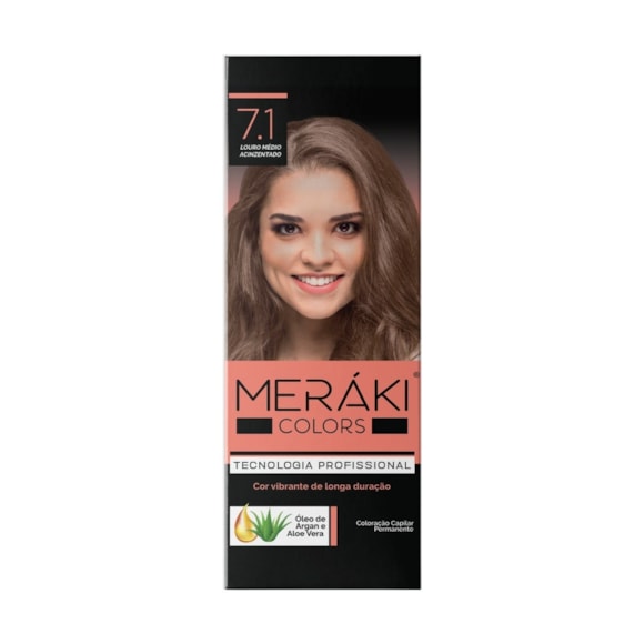 Kit Tintura Meráki Color Louro Médio Acinzentado 7.1 125gr