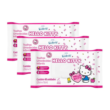 Kit Toalha Umedecida Minná Hello Kitty C/48 – 3 Unidades
