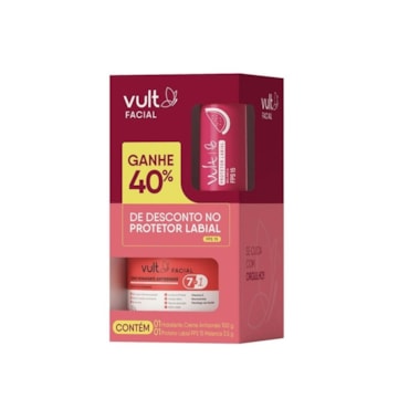 Kit Vult Facial Creme Hidratante Antissinais 100g + Protetor Labial FPS15 Melancia 3,5g