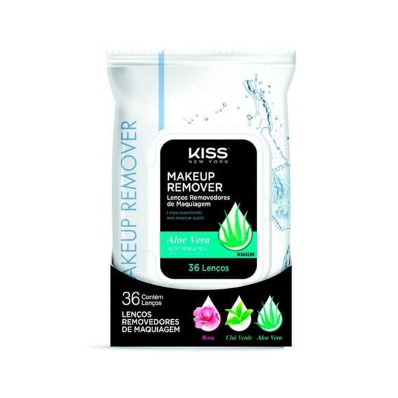 Lenço Removedor Maquiagem Kiss Aloe Vera C/ 36un 