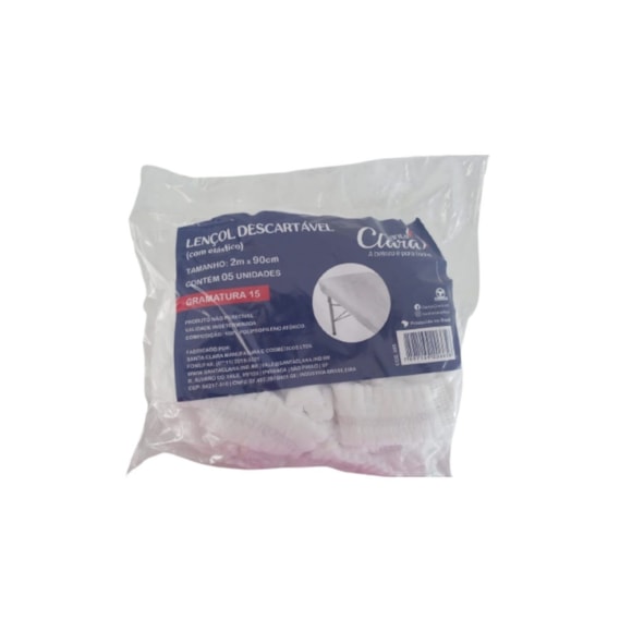 Lençol Descartável Santa Clara Com Elástico 5Un