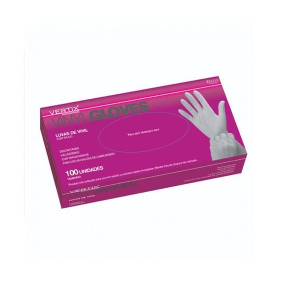 Luva De Vinil Com Talco Vertix c/100un Tam. P