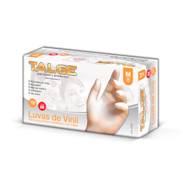 Luva De Vinil Talge Sem Pó c/100un Tam. M