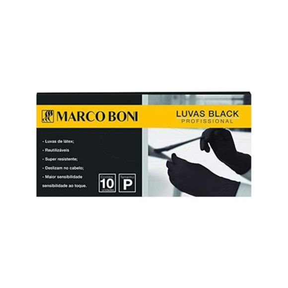 Luva Látex Marco Boni Black Profissional c/10un Tam. P