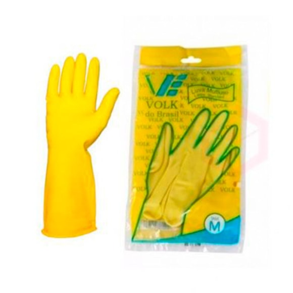 Luva Látex Multiuso Volk Amarela - Tam. M