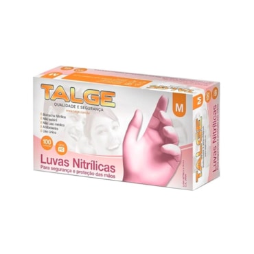 Luva Nitrílica Talge Rosa Sem Pó c/100un Tam. M