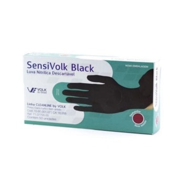 Luva Nitrílica Volk Sensi Black c/50un Tam. M