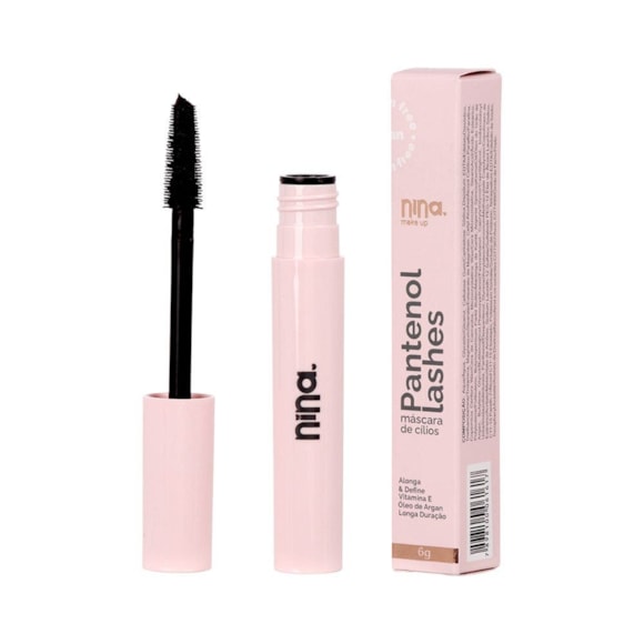 Máscara Cílios Nina Makeup Pantenol Lashes Alonga E Define