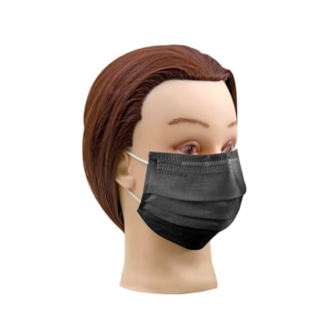 Máscara Descartável Santa Clara Com Elástico Preta com 5un