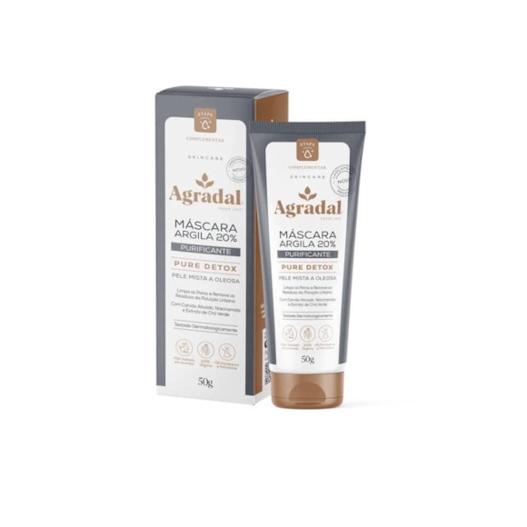 Mascara Facial Agradal Argila 20% Purificante Pure Detox 50gr