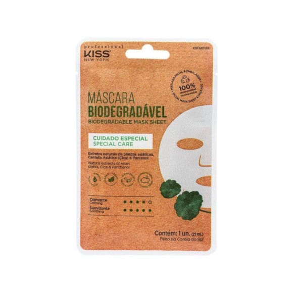 Máscara Facial Biodegradável Cuidado Especial - Kiss New York