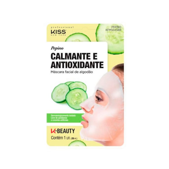 Máscara Facial Kiss Calmante Antiox Pepino