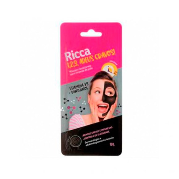 Máscara Facial Ricca Preta Limpeza Da Pele