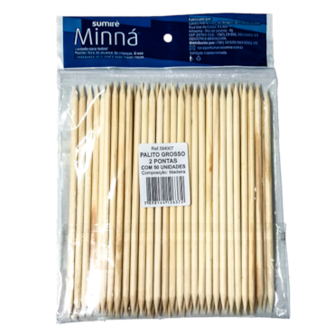 Palito de Unha Minná Grosso 2 Pontas 17cm com 50un