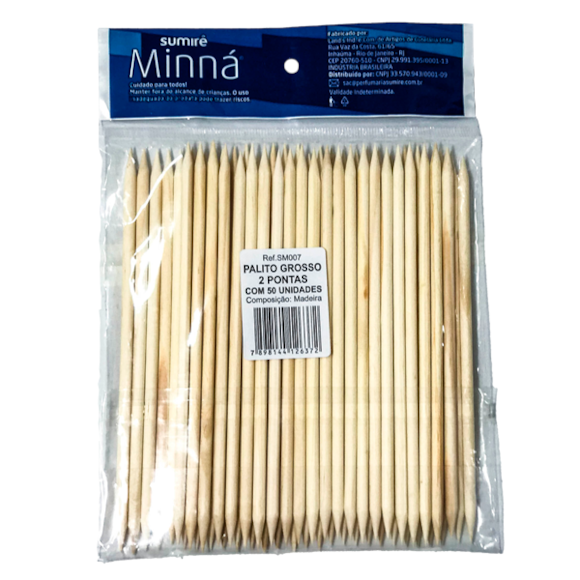 Palito de Unha Minná Grosso 2 Pontas 17cm com 50un